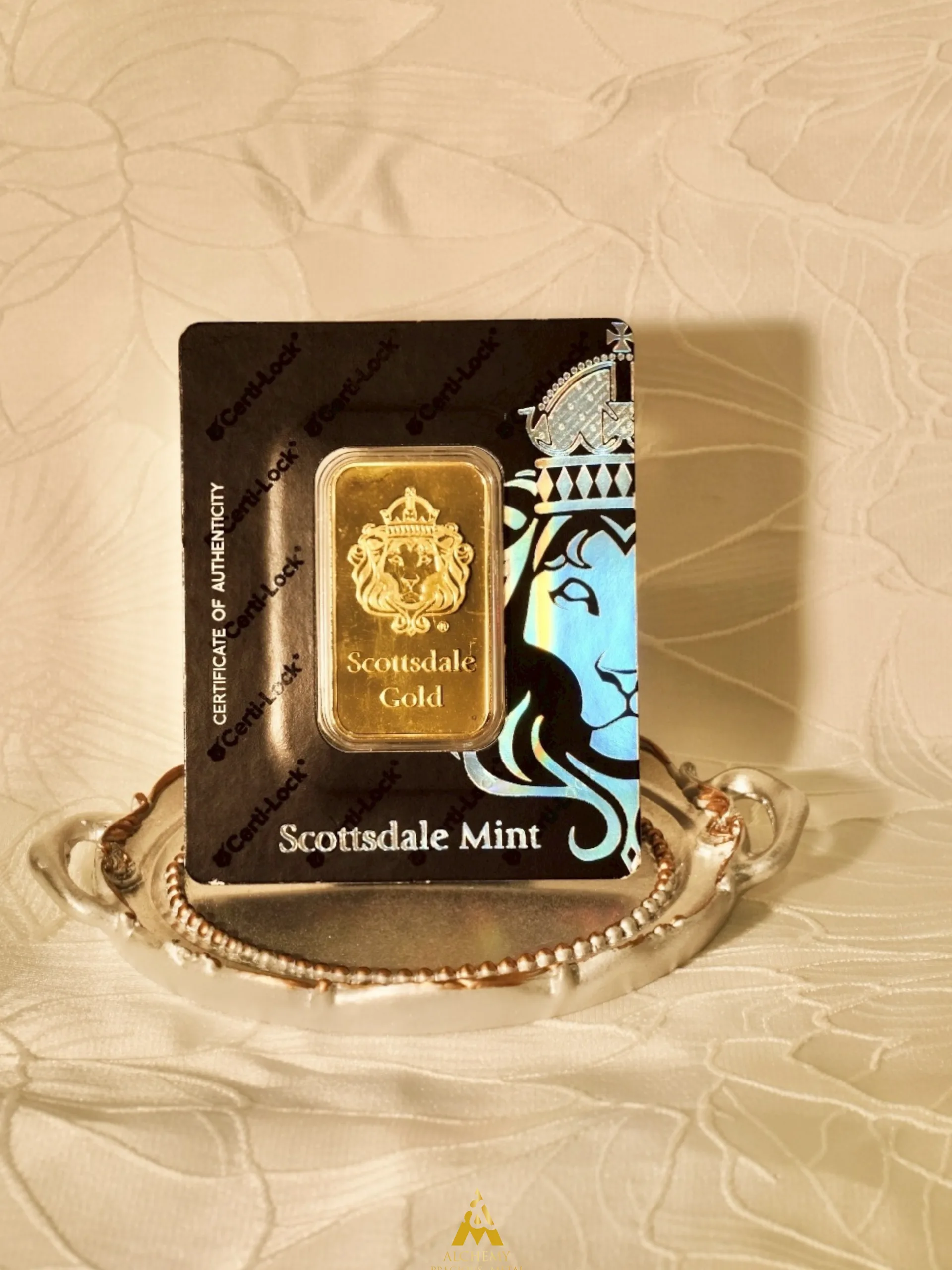 Scottsdale 獅王金條1盎司- Certi-Lock® 卡裝-