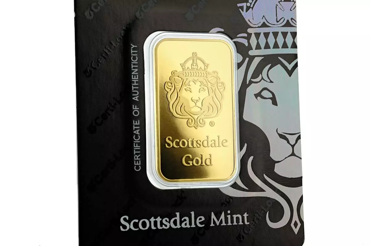 Scottsdale 獅王金條1盎司- Certi-Lock® 卡裝-