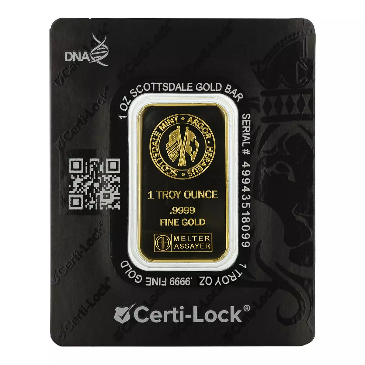 Scottsdale 獅王金條1盎司- Certi-Lock® 卡裝-