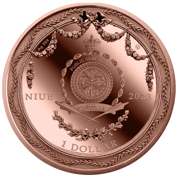 2023 年 紐埃法貝熱藝術懷錶 - 1 盎司鍍金銀幣：圖片 2