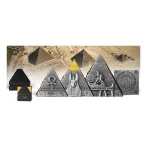 2024吉薩三大金字塔3D仿古鍍金銀幣3入套組