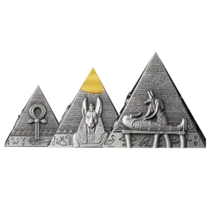 Alternative view of 2024吉薩三大金字塔3D仿古鍍金銀幣3入套組
