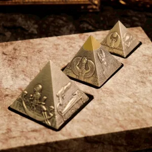 2024 吉薩三大金字塔_3D仿古鍍金銀幣3入套組