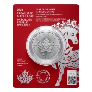 2026加拿大馬年鑄印楓葉銀幣1盎司 - 檢驗卡裝