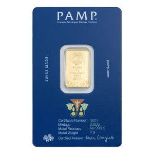 Alternative view of 瑞士PAMP LUCKY聖甲蟲金條5公克 - 檢驗卡裝