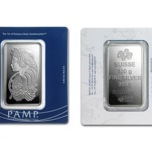 瑞士PAMP財富女神100g 銀條 - 檢驗卡裝