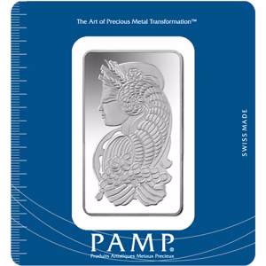 瑞士PAMP財富女神100g 銀條 - 檢驗卡裝