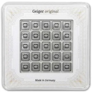 德國 Geiger Edelmetalle 巴洛克莊園銀條25公克（25 x 1公克)- 檢驗卡裝