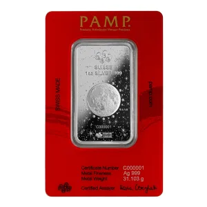 Alternative view of 2024瑞士PAMP龍年銀條1盎司 - 檢驗卡裝